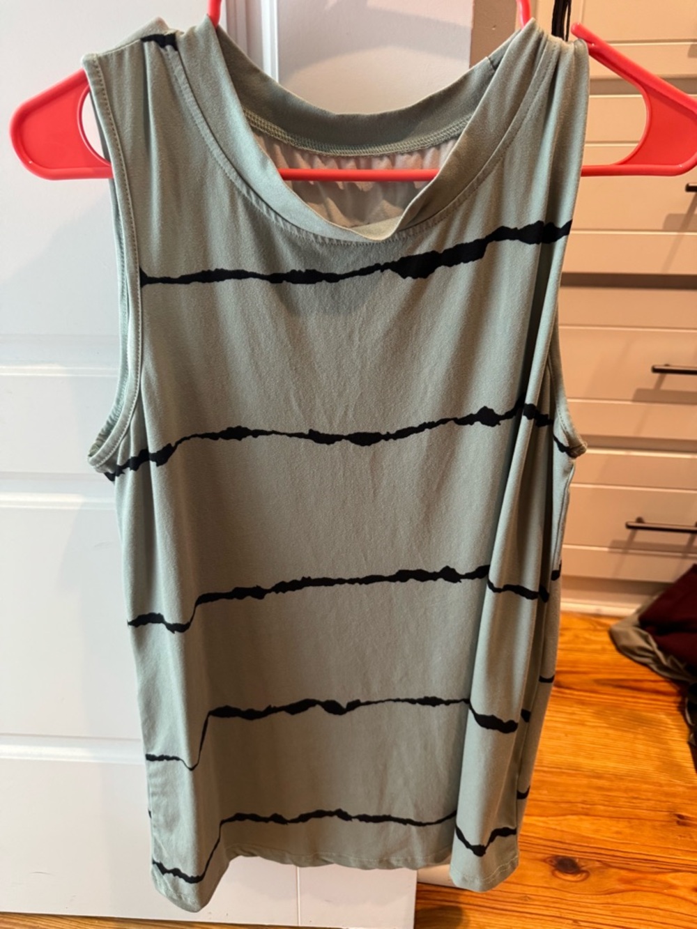 Women’s Sleeveless Mint Green Tank with Black Stripe Detail